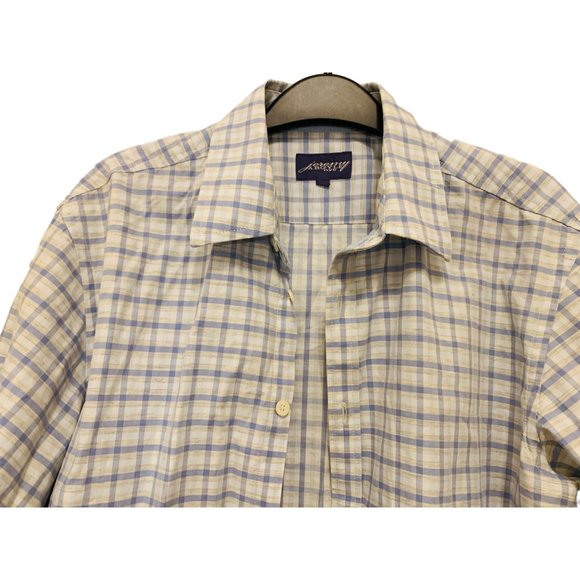 Jeremy Argyle Saratoga Pale Blue and Tan Plaid Cotton Shirt Size M - Picture 3 of 11